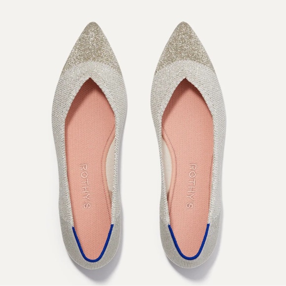 Rothy’s The Point Diamond Metallic flats. Worn only a few times-great condition! - Picture 1 of 5